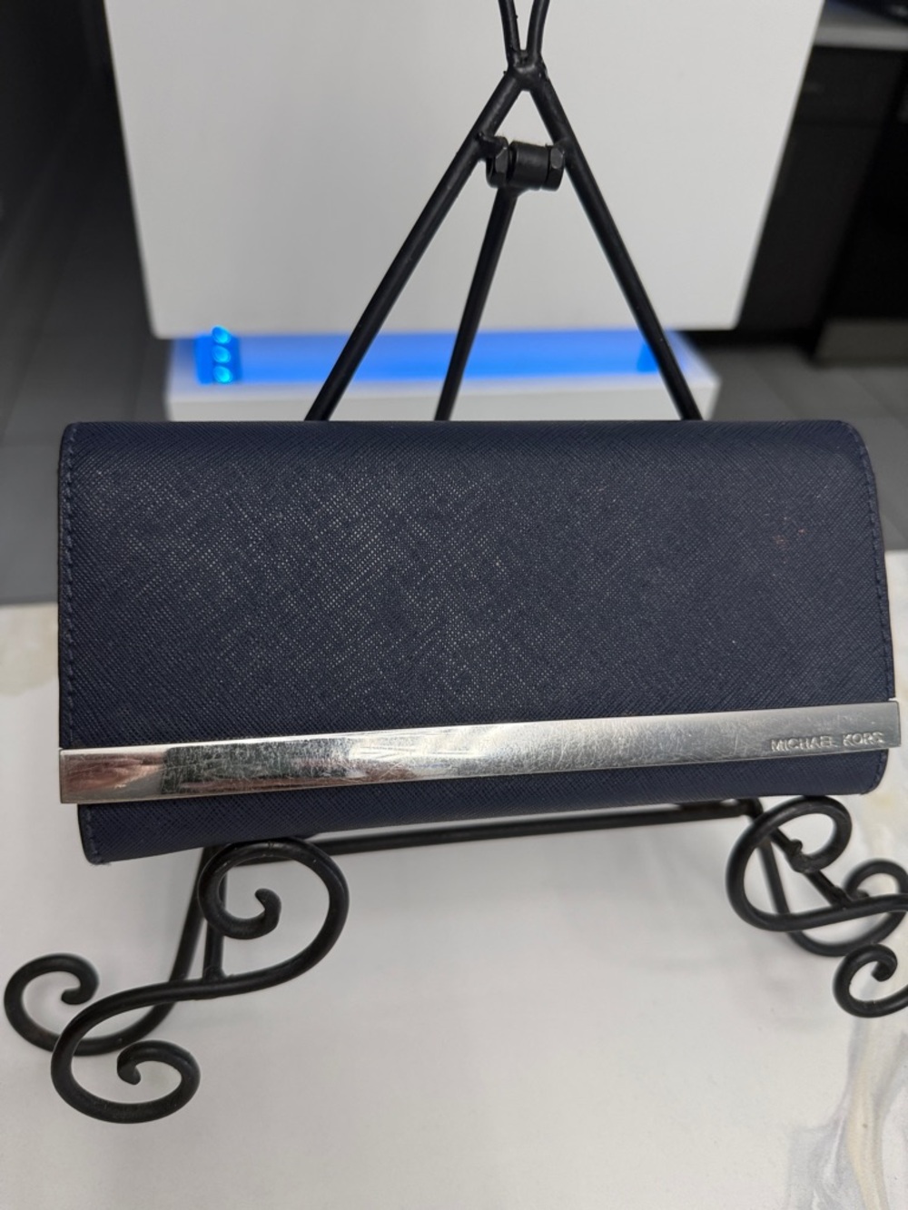Michael Kors Blue wallet snap wallet EUC